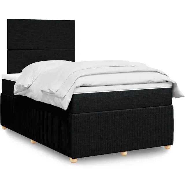 vidaXL Boxspring met matras stof zwart 120x200 cm