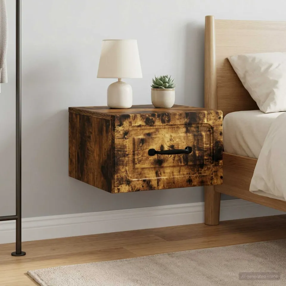 vidaXL Wandbeugel Bedkast 2 st Gerookt eiken 34,5 x 33 x 20 cm, foto 4