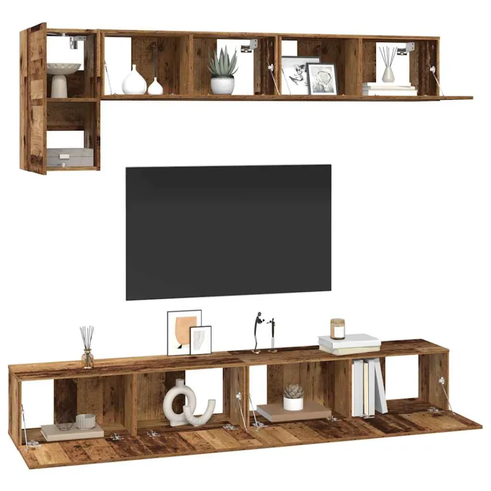 vidaXL Tv-meubelset 5 st 100 x 30 x 30 cm Oud Hout Bruin