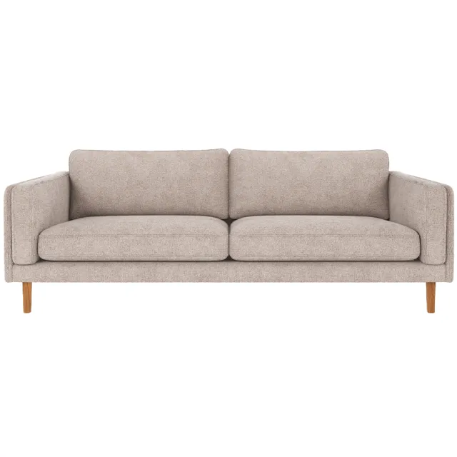 Rowico Home Braden gestoffeerde 3-zitsbank lichtgrijs met houten poten - 216 cm