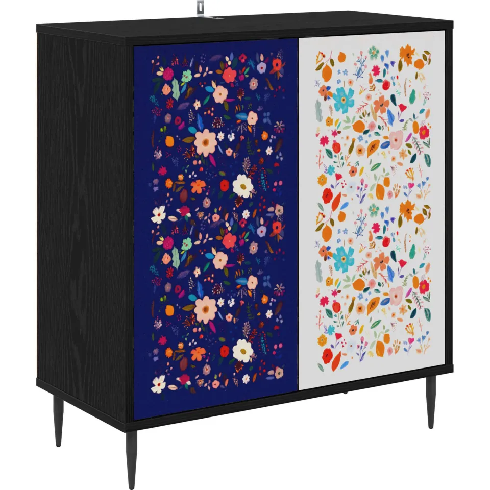 vidaXL Dressoir MAINZ Zwart eiken 69 x 33 x 76 cm Bewerkt hout, foto 3