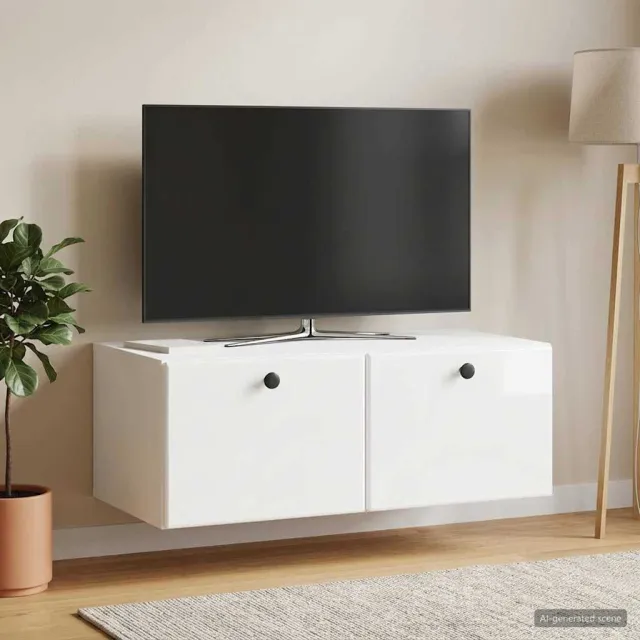 vidaXL Wandbeugel TV-kast 78,5 x 41 x 30 cm Hoogglans Wit Bewerkt hout, foto 2