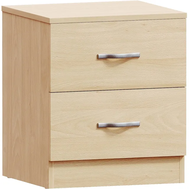 Unyqoos Elegant nachtkastje met twee laden en metalen handgrepen voor slaapkamer Dennenboom