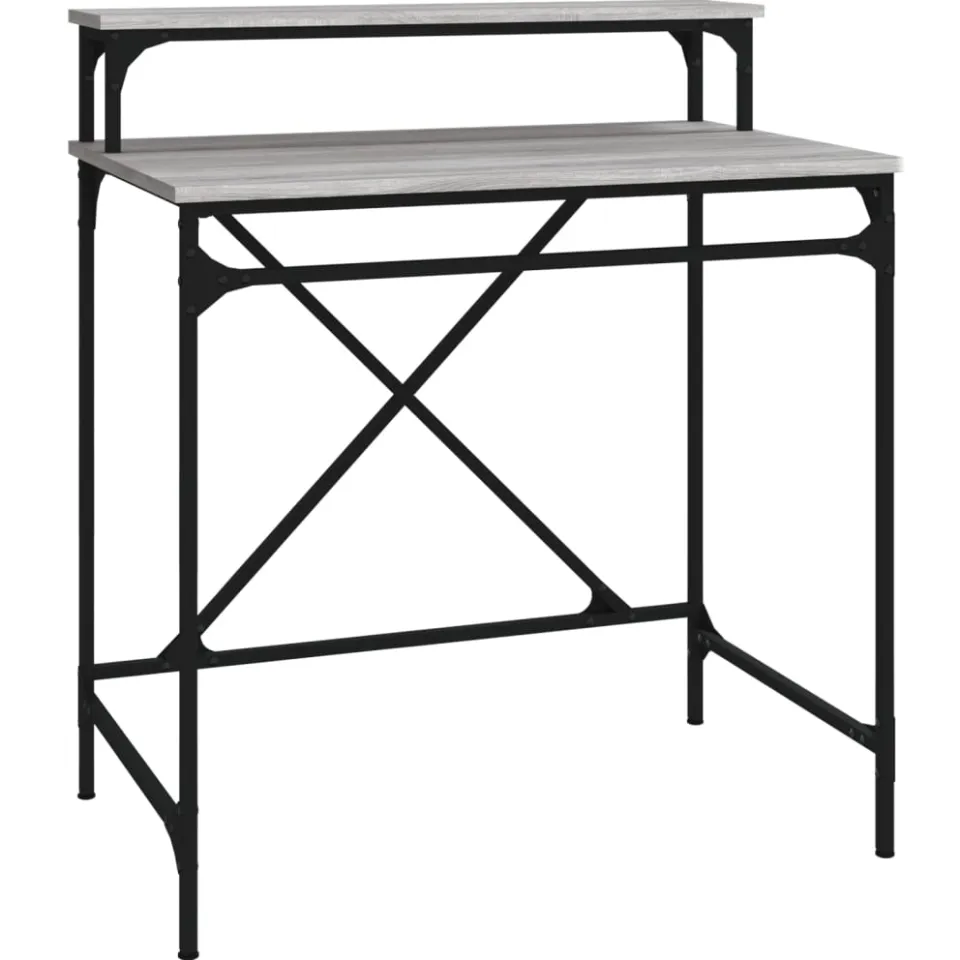 vidaXL Bureau 80x50x90 cm bewerkt hout en ijzer grijs sonoma eiken