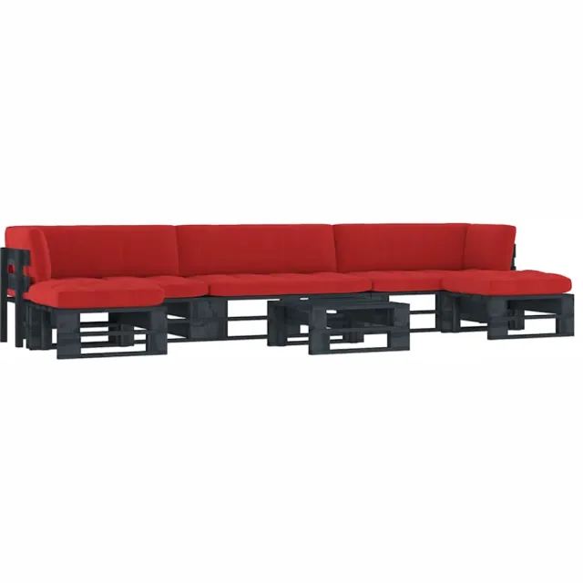 vidaXL 6-delige Loungeset pallet met kussens zwart geïmpregneerd hout