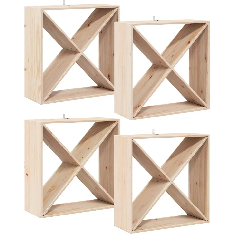 vidaXL Wijnrek 4 st Naturel 62 x 25 x 62 cm Massief grenenhout, foto 3