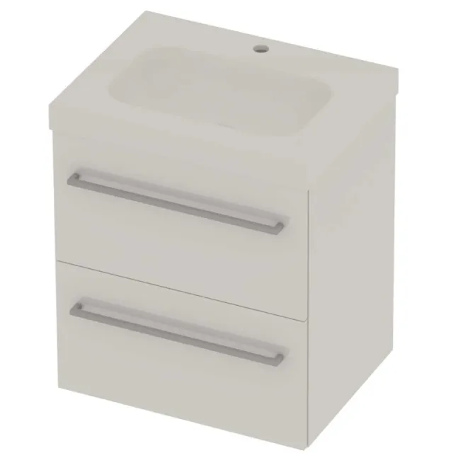 Basic-Line Moby 46 Badmeubelset Polystone 1 Kraangat Voor Grepen 60x46x66 cm Ice White Glans Wit
