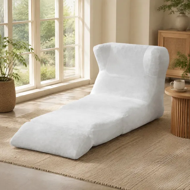 CHICFURN Fauteuil - Omvormbaar tot ligstoel - Zonder armleuningen - Wit