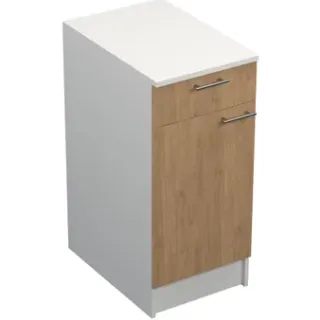 Onderkast Prim - Eikleurige Melamine - 1 Lade 1 Deur - 40x89x59cm - Werkblad Inbegrepen Hout eiken