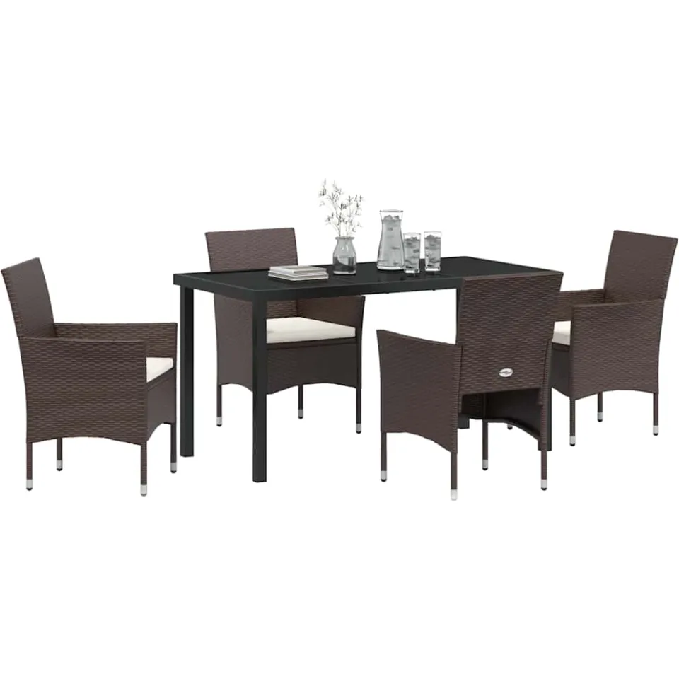 vidaXL Tuin eettafelset 5 st Bruin poly rattan