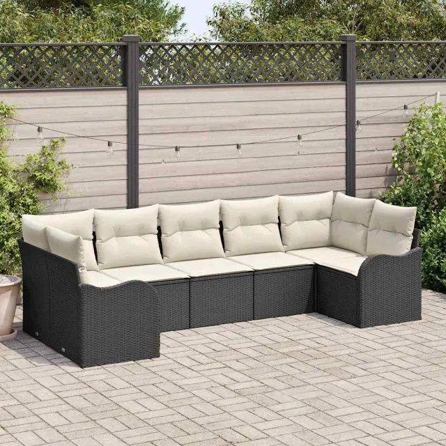 vidaXL Tuin Sofa Set Zwart poly rattan, foto 2