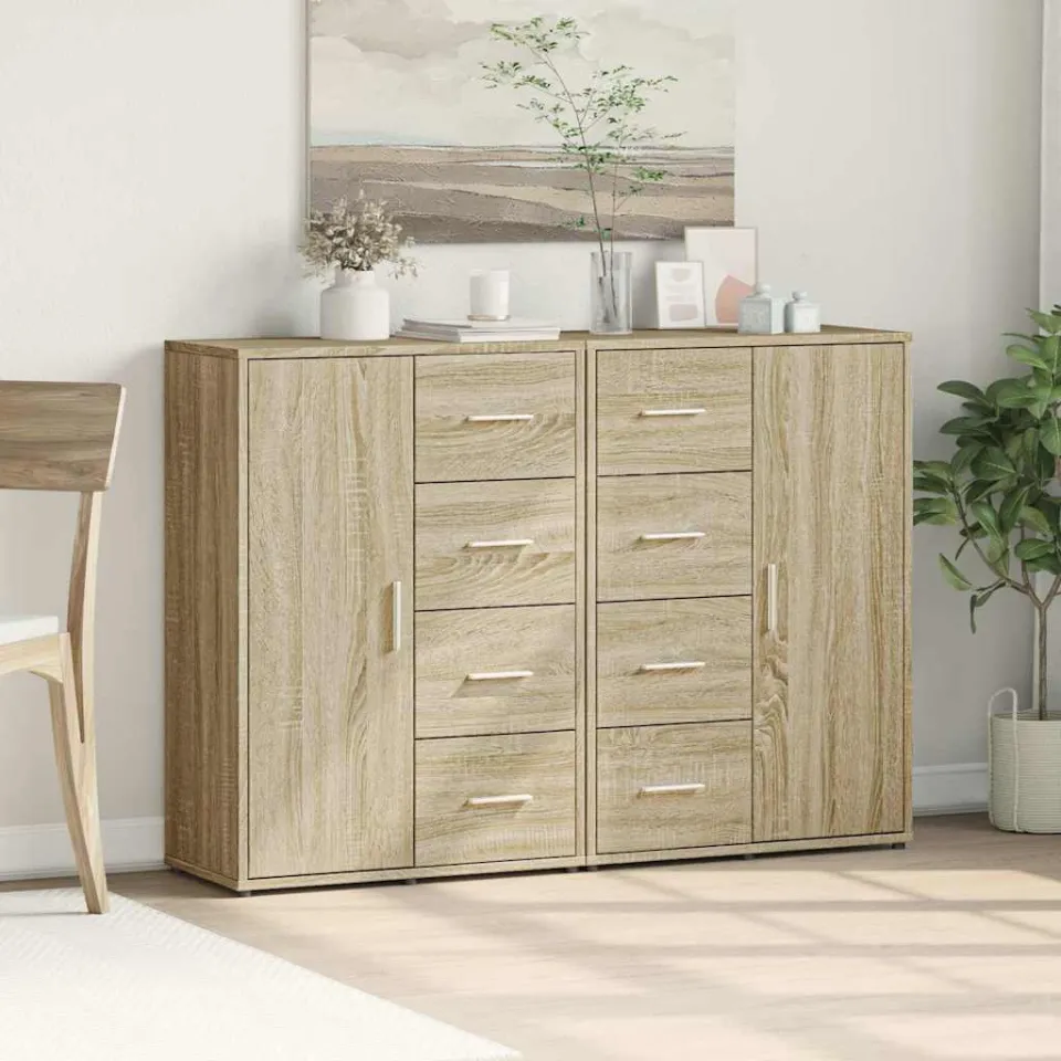 vidaXL Dressoirs 2 st 60x31x84 cm bewerkt hout sonoma eikenkleurig, foto 3