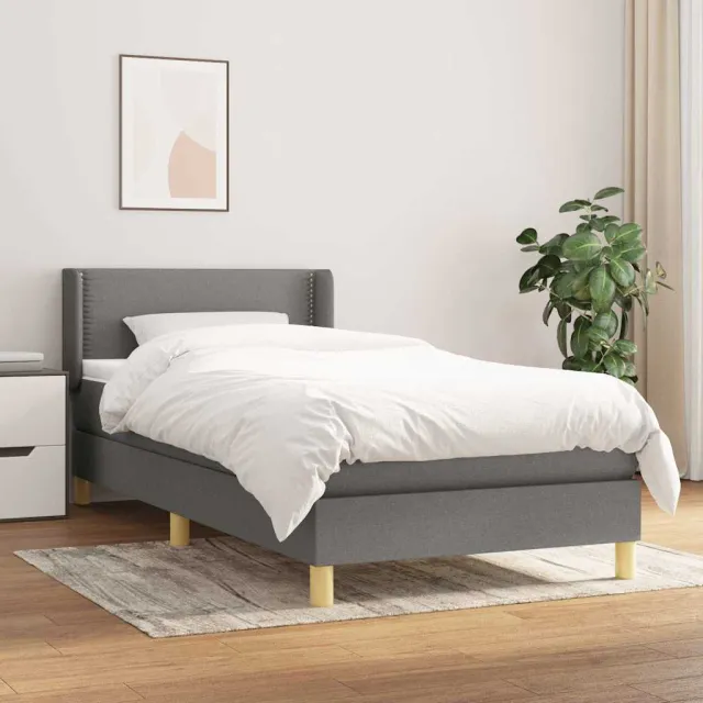 vidaXL Boxspring met matras stof donkergrijs 80x200 cm grijs