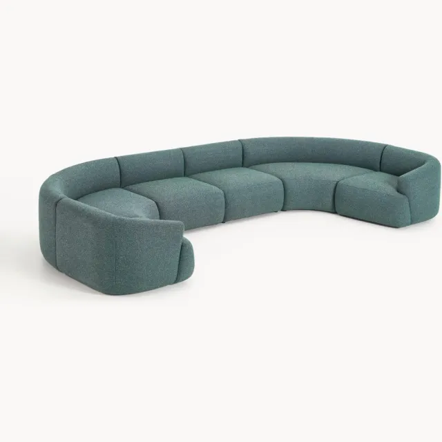 Westwing Collection Modulaire XL bouclé U-bank Sofia Turquoise