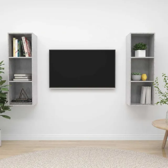 vidaXL Tv-wandmeubelen 2 st bewerkt hout betongrijs grijs, foto 2