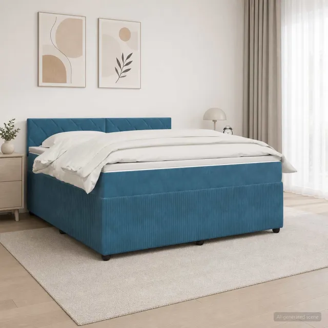 vidaXL Boxspringbed met matras Blauw 160 x 200 cm Fluweel