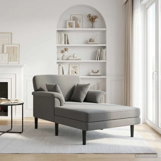 vidaXL Chaise longue Donkergrijs fluweel, foto 2