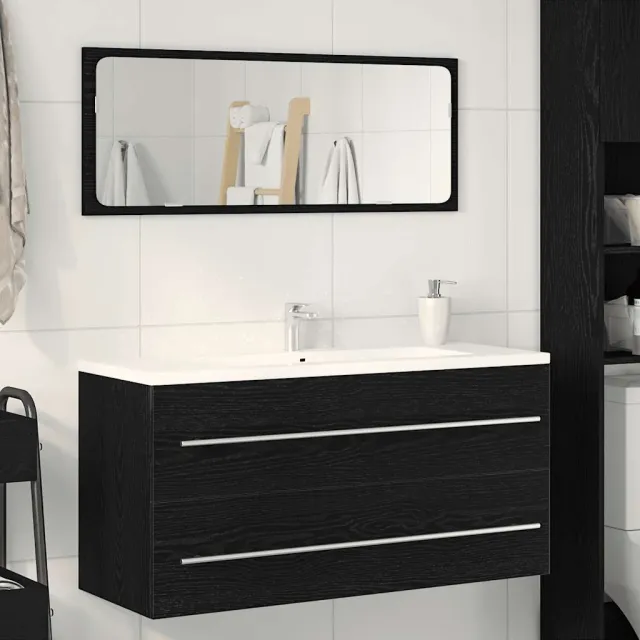 vidaXL Badkamerwastafelkast Zwart Eiken 100x38,5x48 cm Bewerkt Hout Bruin