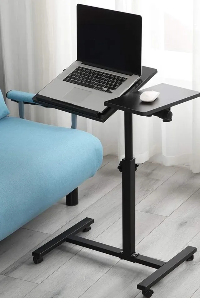 IN-HOMEXL Laptoptafel op Wielen – Verstelbaar – Verrijdbare Laptoptafel voor Bank & Bed – IN-HOMEXL Bern – Zwart