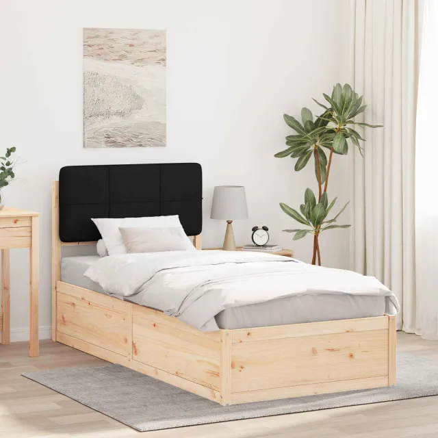 vidaXL Bedframe met Gevoerd Hoofdgedeelte Zwart 90 x 200 cm