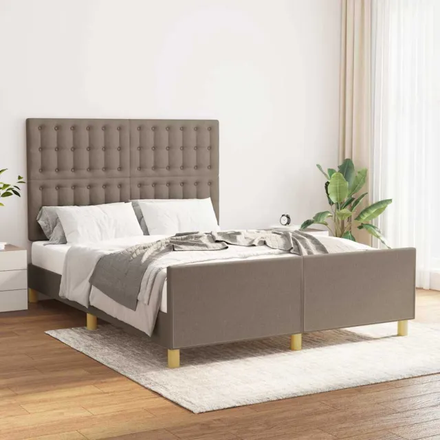 vidaXL Bedframe zonder matras stof taupe 140x190 cm