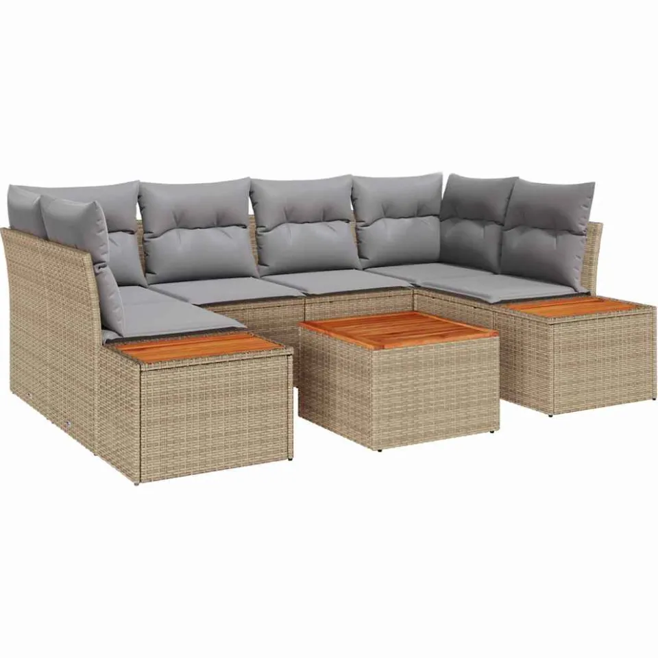 vidaXL Tuinbankenset 6 st Beige Poly riet