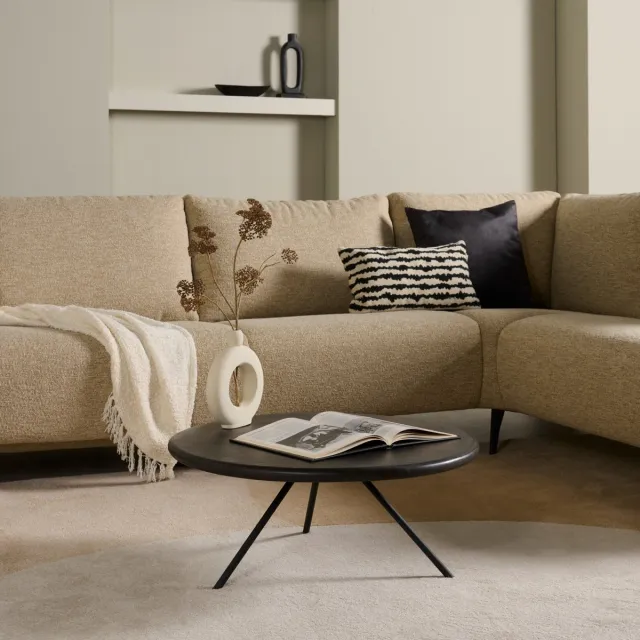 Woonexpress Salontafel Yukon Rond - Donkergrijs Mortex Look - Modern Design Antraciet/Grijs/Zwart