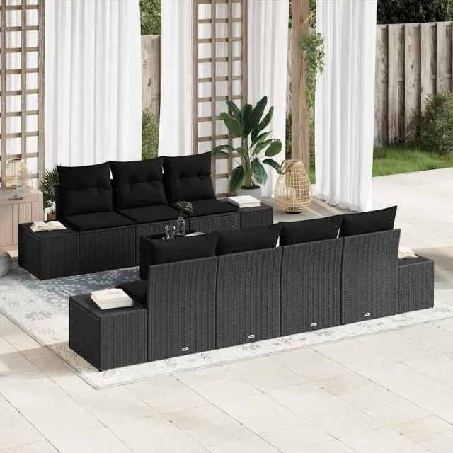 vidaXL Tuin Sofa Set 8 st Zwart poly rattan, foto 2