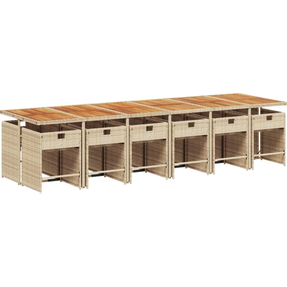 vidaXL 13-delige Tuinset met kussens poly rattan beige, foto 3