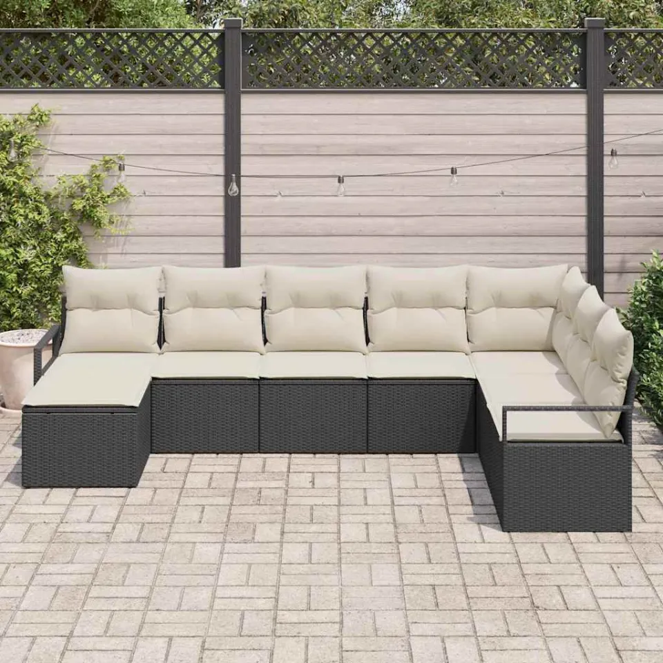 vidaXL Bankstel 8 st Zwart poly rattan, foto 3