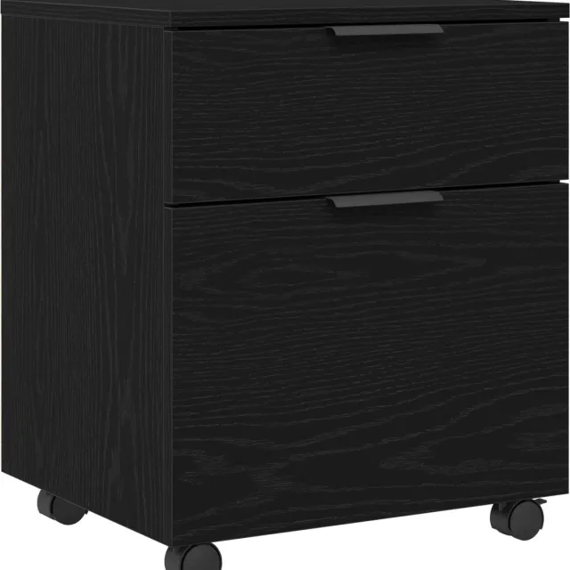vidaXL Bestandkast - met - lade - Zwart - Eiken - 45 - x - 38 - x - 54 - cm - Bewerkt - hout Zwart eiken