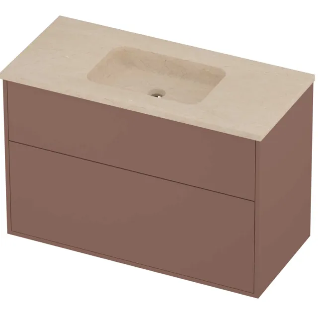 Proline Rollo Badmeubelset Hardsteen Elegant In Kader 100x46x67 cm Sand Stone Beauty Blush Rosé Goud