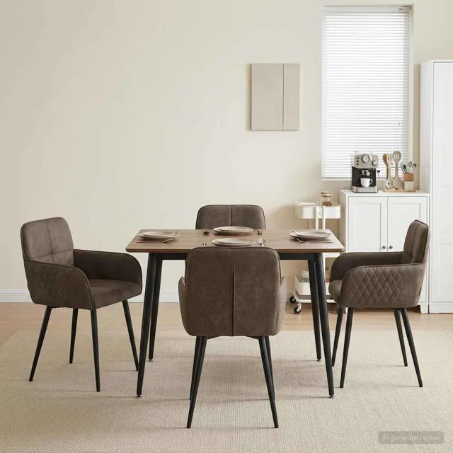 vidaXL Eettafelstoelen 4 st Nep Suede Leer Donkergrijs