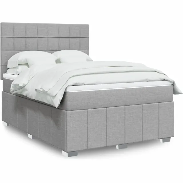 vidaXL Boxspring met matras stof lichtgrijs 140x190 cm grijs