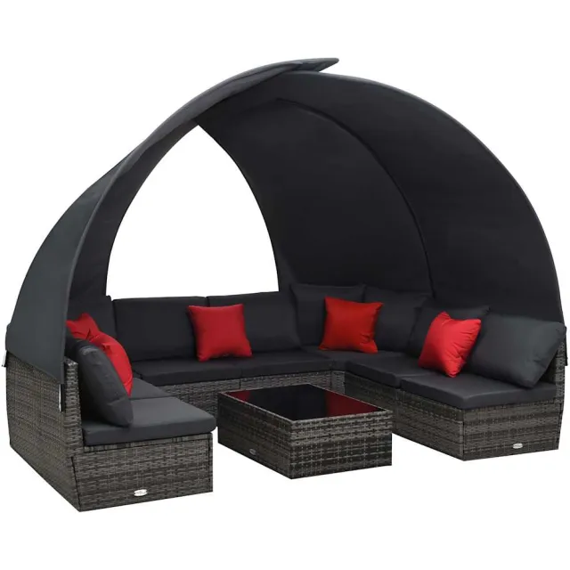 vidaXL 9-delige Loungeset met luifel poly rattan antraciet, foto 2
