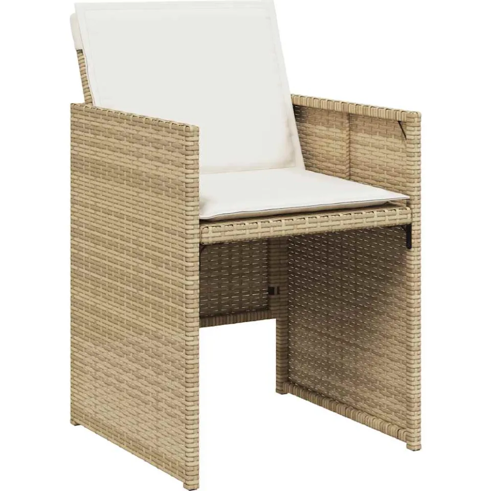 vidaXL 15-delige Tuinset met kussens poly rattan beige, foto 4