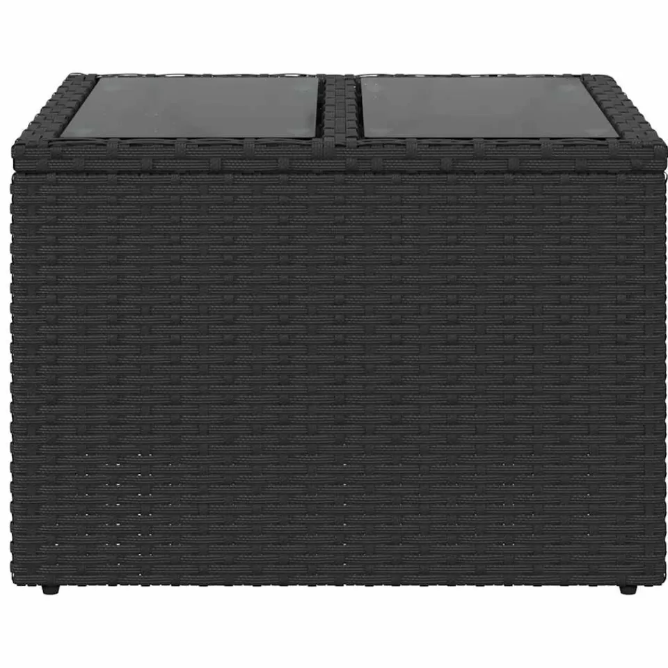 vidaXL Tuintafel met glazen blad zwart 55x55x37 cm poly rattan
