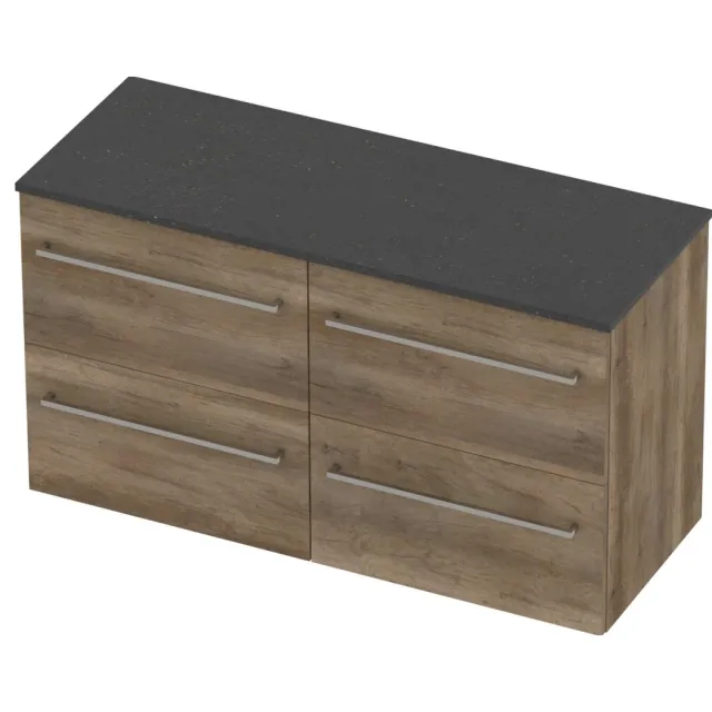 Basic-Line Deck 46 Badmeubelset Voor Grepen 120x46x66 cm D46bsdso2x60 Scotch Oak Blue Stone Grijs