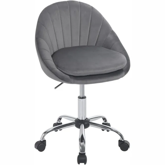 Klarven Bureaustoel Ergonomisch bureaustoel Fluweel donkergrijs - 360° draaibaar, In hoogte verstelbaar, Verstelbare rugleuning - Op wielen - 82 x D 52 cm