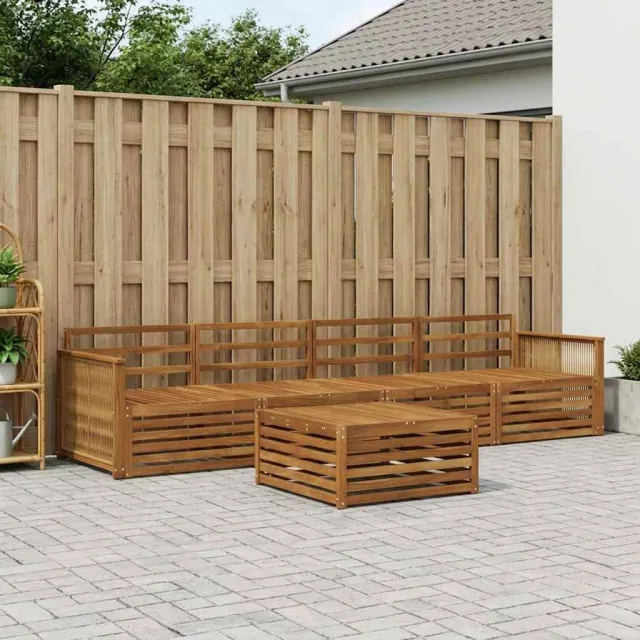 vidaXL Buiten bankenset 5 st 4-zits Naturel Massief Acaciahout Bruin