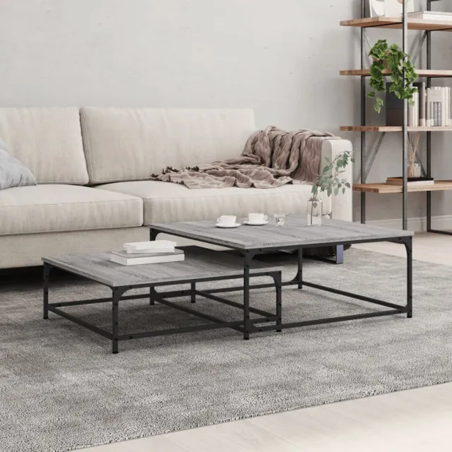 vidaXL 2-delige Tafeltjesset bewerkt hout grijs sonoma eikenkleurig, foto 2