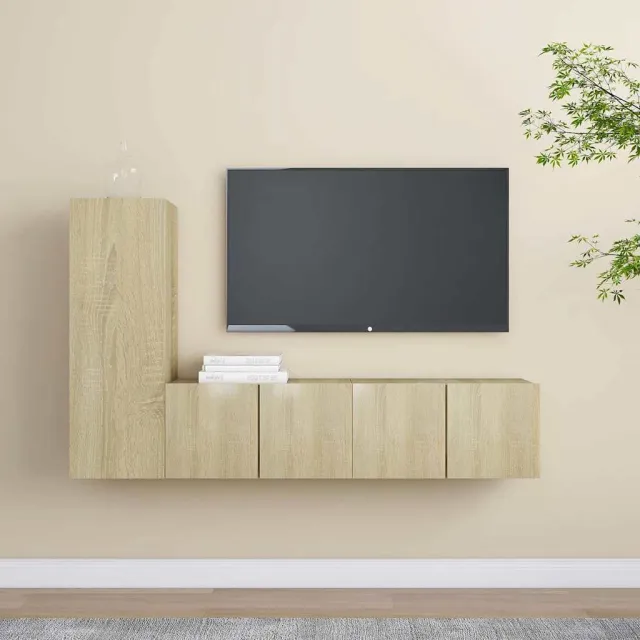 vidaXL 3-delige Tv-meubelset bewerkt hout sonoma eikenkleurig, foto 2