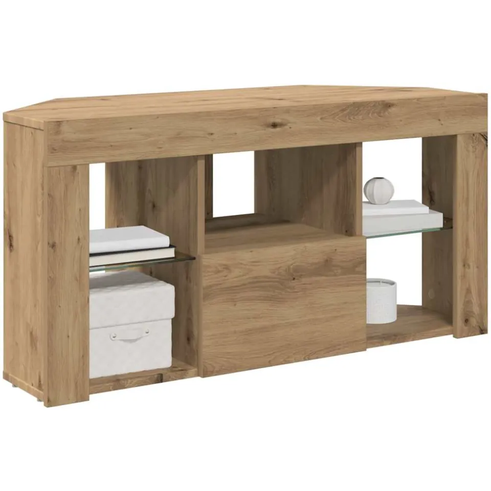 vidaXL Hoek LED TV Kast 100 x 40 x 50 cm Artisan Eiken Bewerkt hout, foto 2