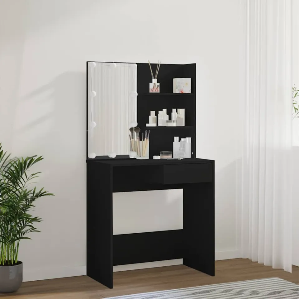 vidaXL Kaptafel met LED-verlichting 74,5x40x141 cm zwart, foto 3