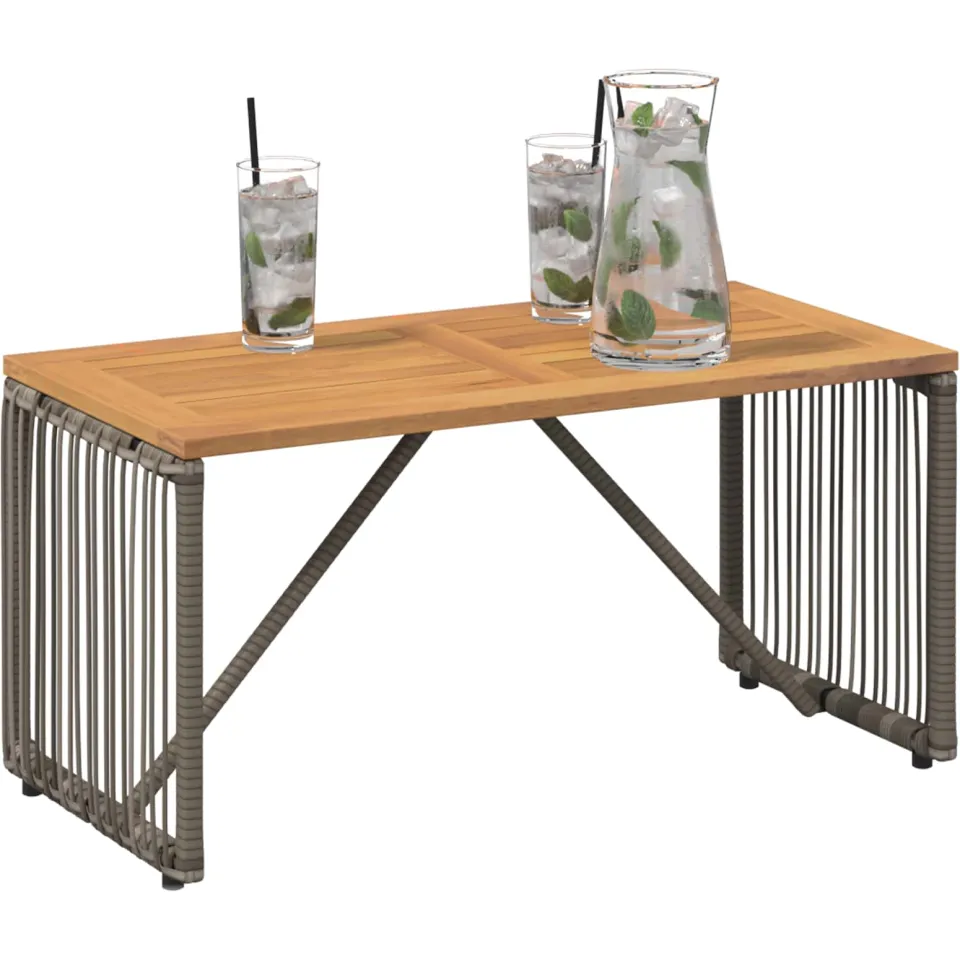 vidaXL Buiten Tafel Grijs en Bruin 80 x 40 x 40 cm poly rattan