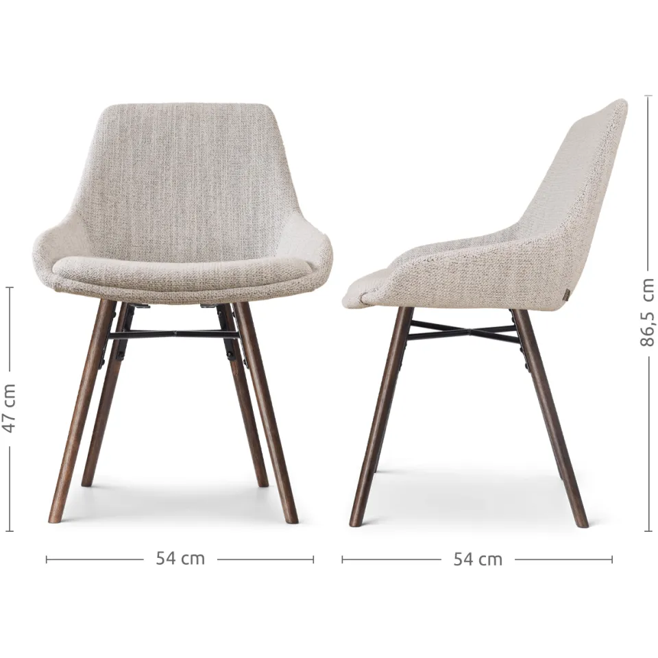 Nolon Nena-Isa eetkamerstoel beige gemêleerd - walnoot houten onderstel, foto 3