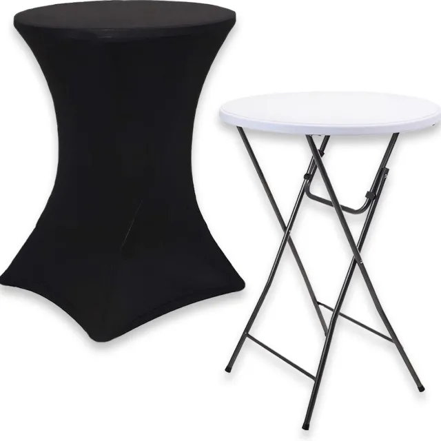 Infinity Goods Brixy Stevige Statafel Incl. Zwarte Statafelrok - Partytafel - Robuust en Weersbestendig - Inklapbaar - 80cm x 110cm - Feest - Wit/Grijs