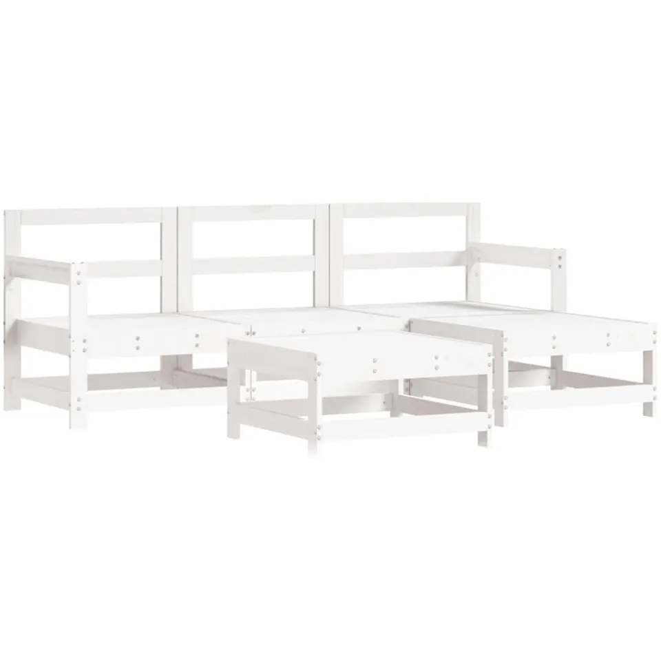 vidaXL 5-delige Loungeset massief grenenhout wit