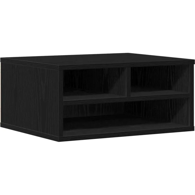 vidaXL Printerstand - Zwart - eiken - 49 - x - 40 - x - 22,5 - cm - Bewerkt - hout Zwart eiken