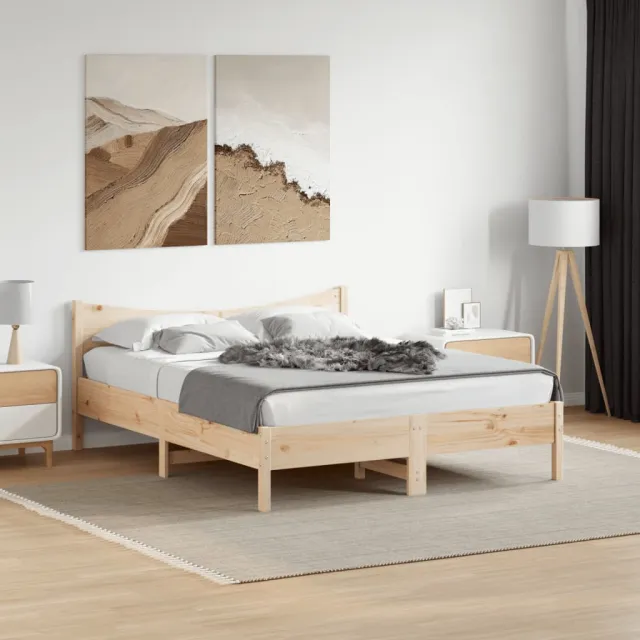 vidaXL Bedframe zonder matras massief grenenhout 150x200 cm Bruin